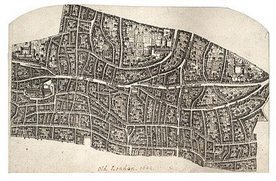 London before the Fire of 1666, etched by Wenceslaus Hollar.