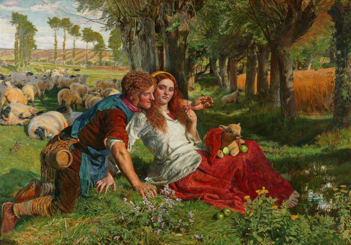 Pre-Raphaelite painting, the visionary manner of Thompson’s Hound of Heaven.