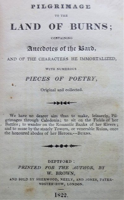The title page of Ainslie’s A Pilgrimage to the Land of Burns, 1820.